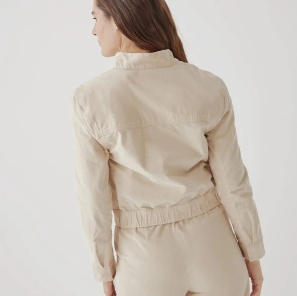 NWT Pact Corduroy Bomber Jacket Sandshell Beige Women's XL Modern Organic Cotton - Picture 2 of 9